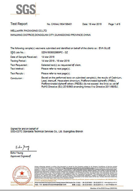 CHINA WELLMARK PACKAGING CO.,LTD. Certificaten